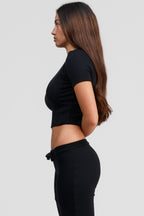 black obsidian merino wool crop shirt