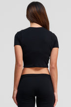 black obsidian merino wool crop shirt