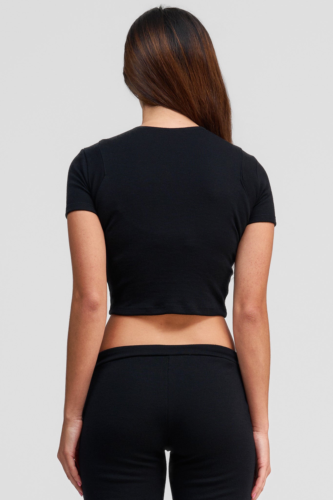 black obsidian merino wool crop shirt