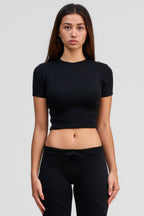 black obsidian merino wool crop shirt