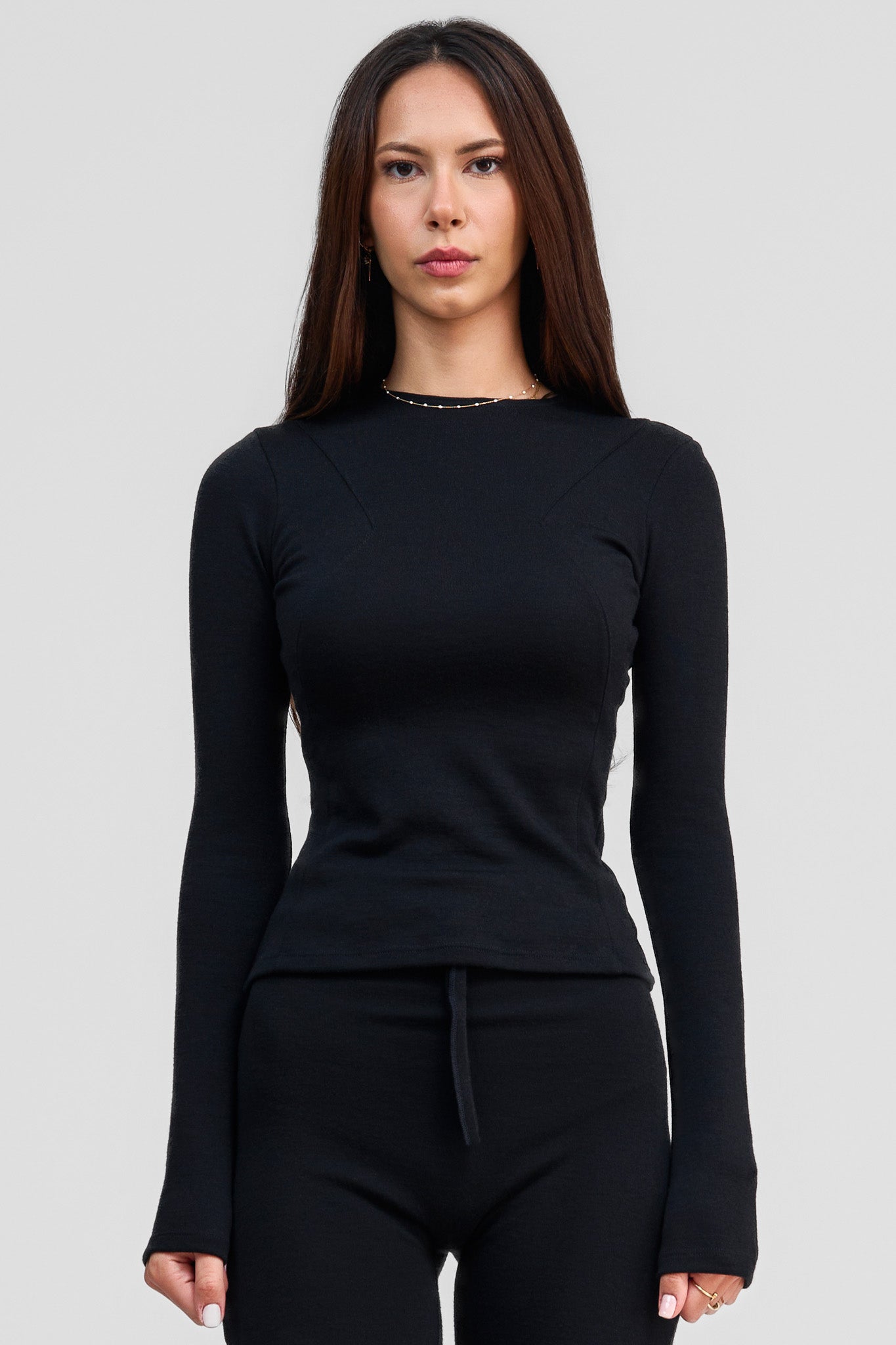 black obsidian merino wool long sleeve shirt
