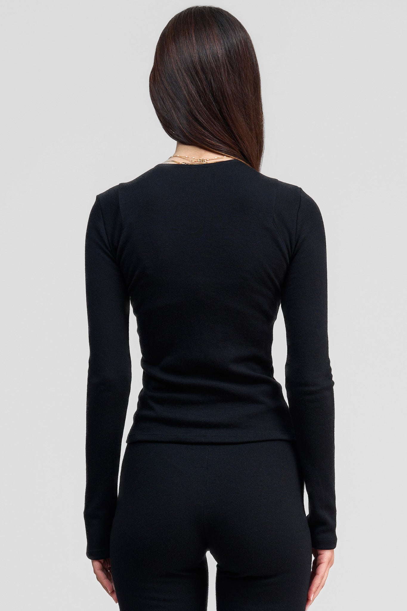 black obsidian merino wool long sleeve shirt