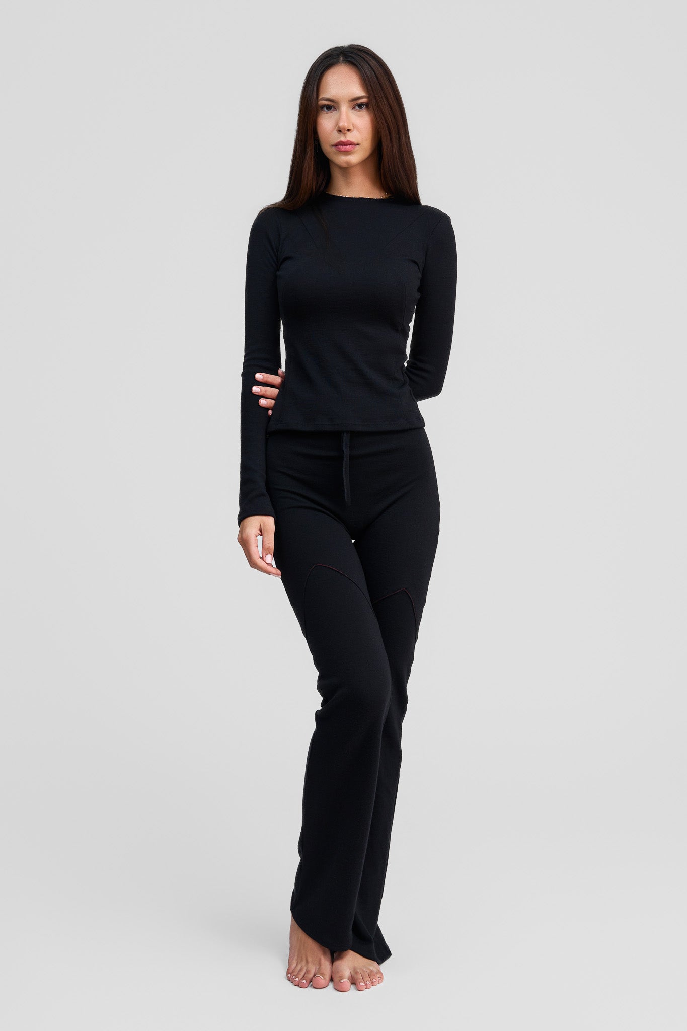 black obsidian merino wool long sleeve shirt