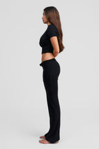 black obsidian merino wool low rise pants