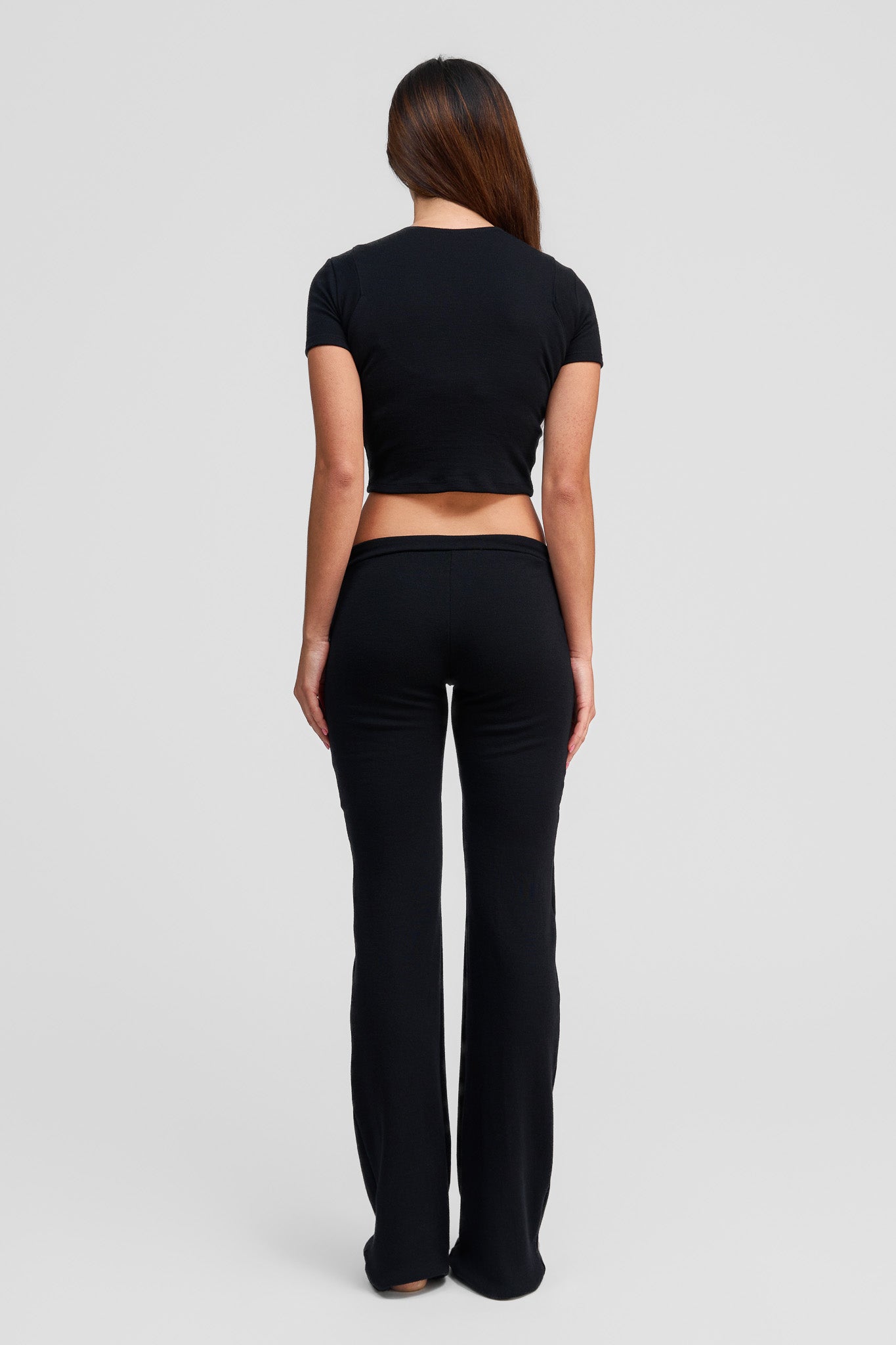 black obsidian merino wool low rise pants