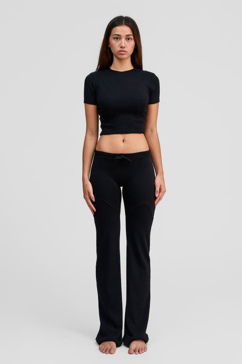 black obsidian merino wool low rise pants