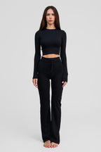 black obsidian merino wool pants