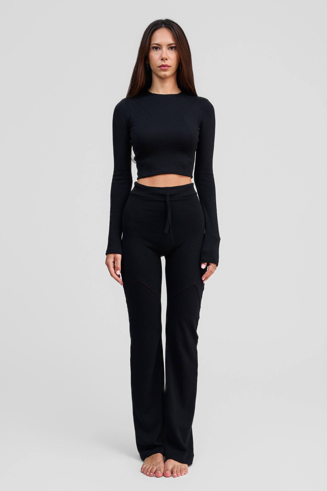black obsidian merino wool pants