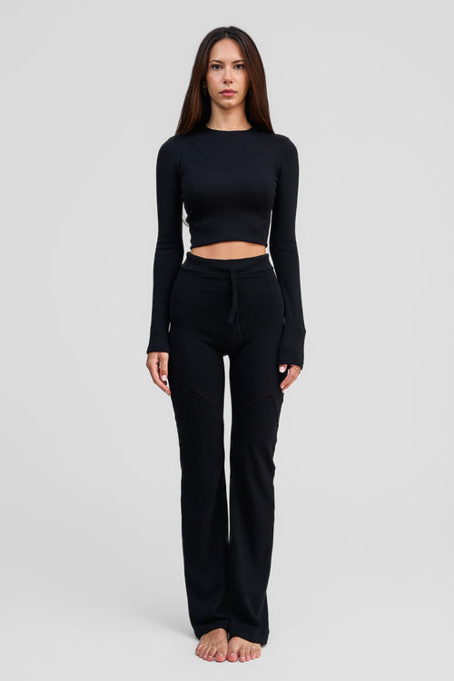 black obsidian merino wool pants