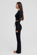 black obsidian merino wool pants
