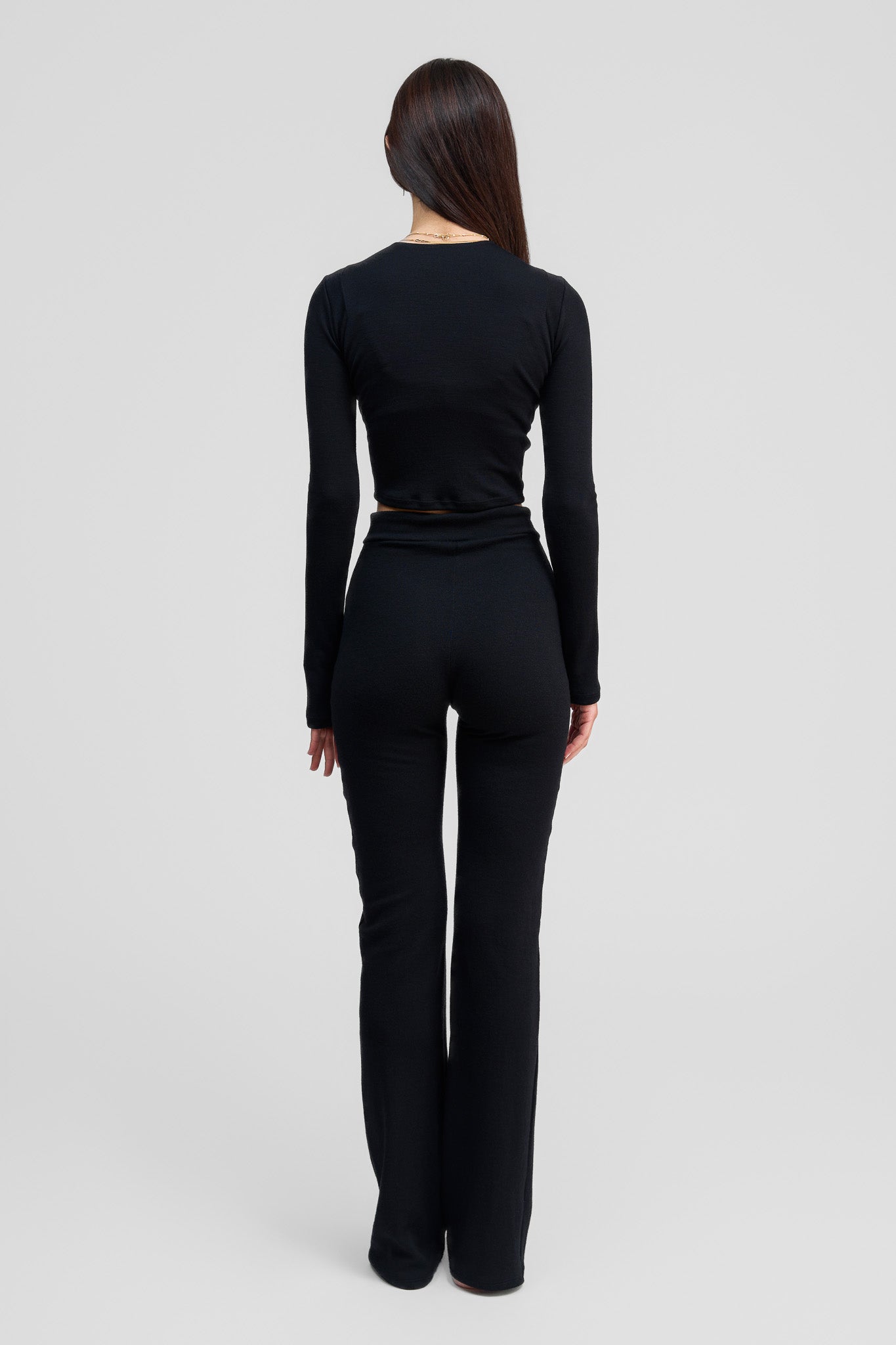 black obsidian merino wool pants