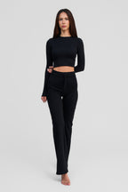 black obsidian merino wool pants