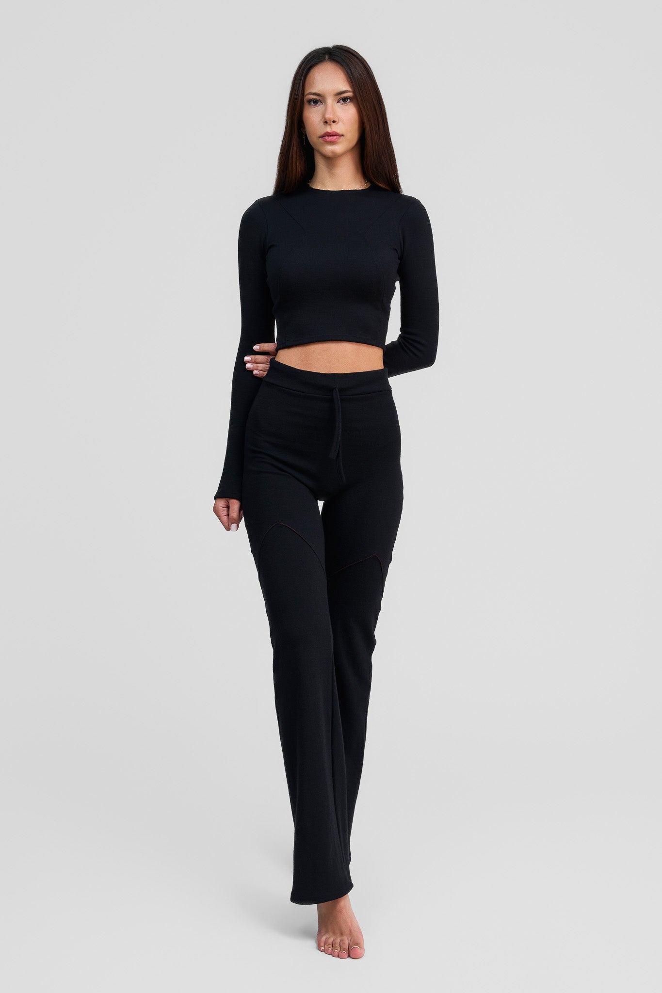 black obsidian merino wool pants