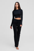 black obsidian merino wool pants