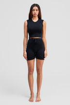 black obsidian merino wool shorts