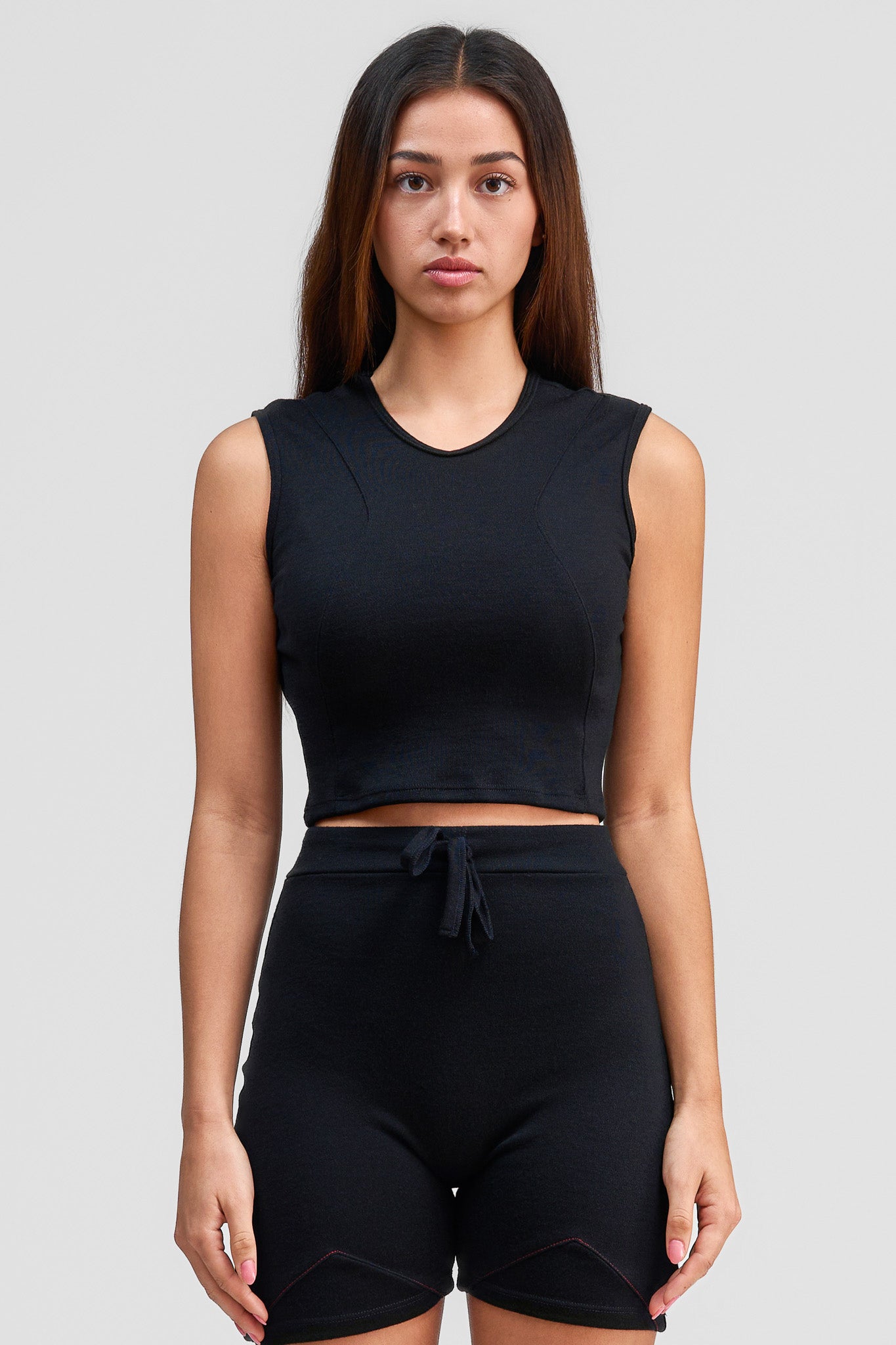 black obsidian merino wool tank top