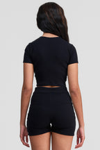 black obsidian organic cotton crop shirt