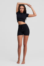 black obsidian organic cotton crop shirt