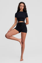 black obsidian organic cotton shorts