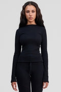 obsidian black organic cotton long sleeve shirt