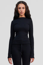 obsidian black organic cotton long sleeve shirt