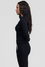 obsidian black organic cotton long sleeve shirt