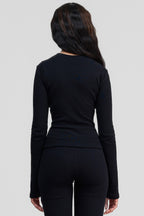 obsidian black organic cotton long sleeve shirt