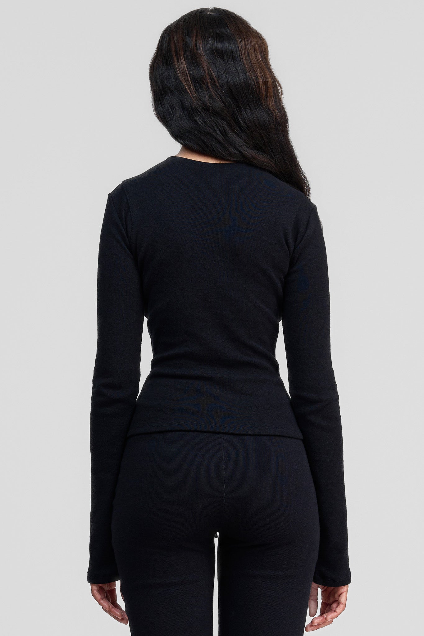 obsidian black organic cotton long sleeve shirt