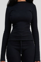 obsidian black organic cotton long sleeve shirt