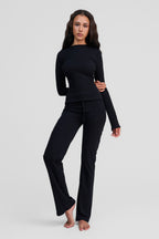 obsidian black organic cotton long sleeve shirt
