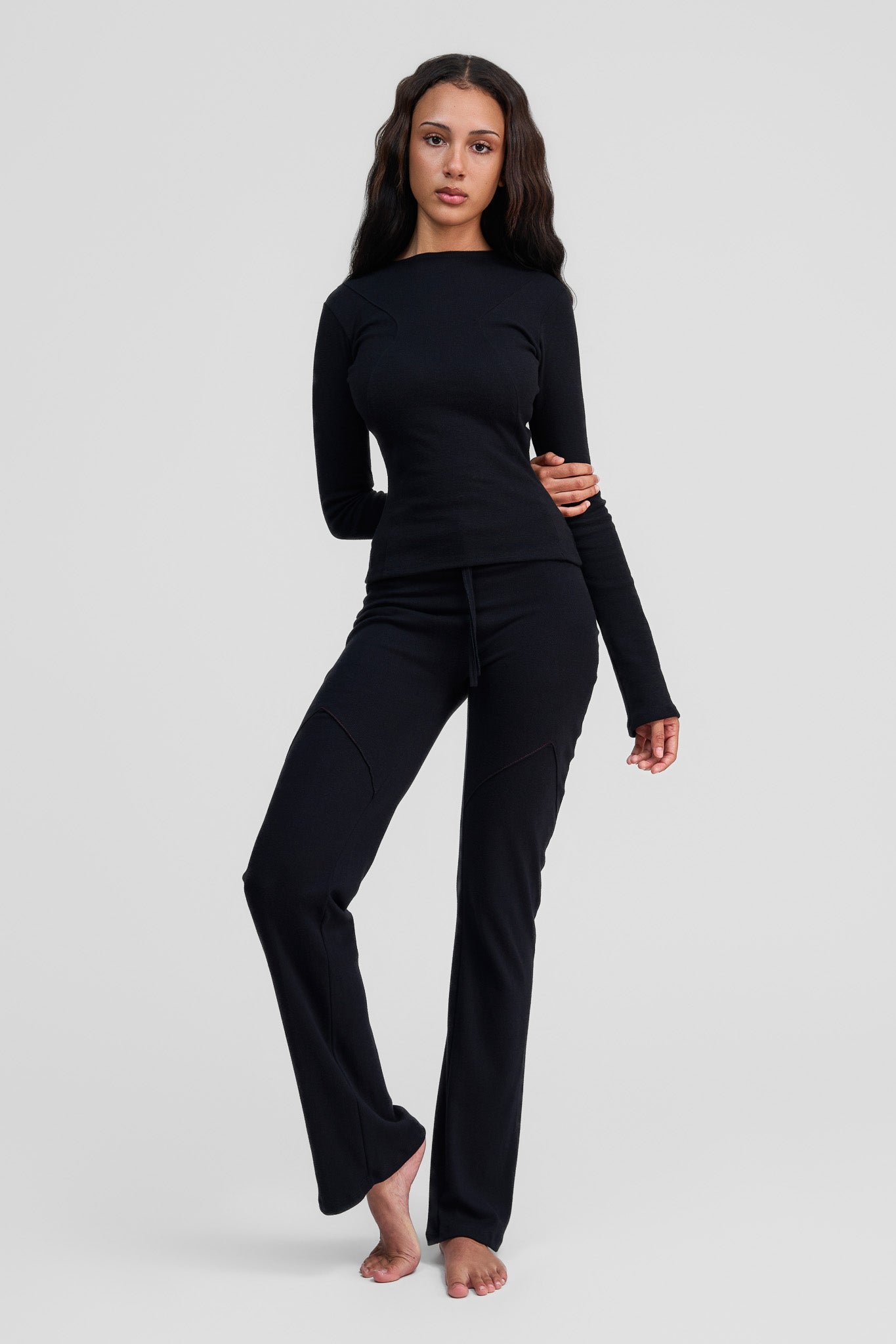obsidian black organic cotton long sleeve shirt