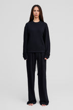 black organic cotton loose pants