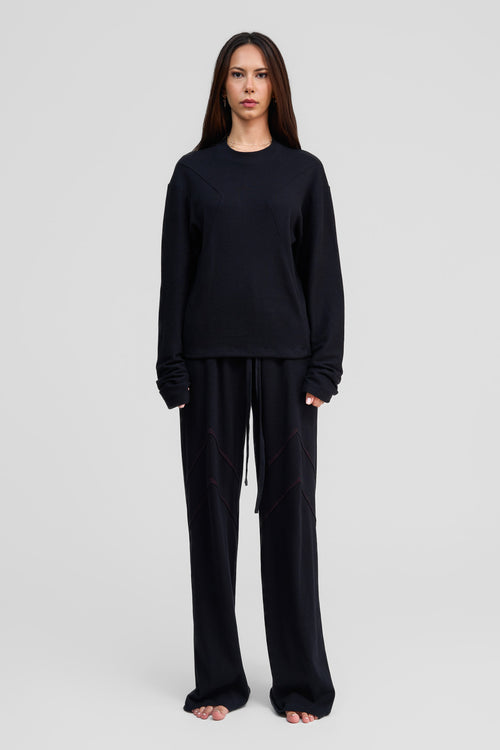 black obsidian organic cotton loose pants