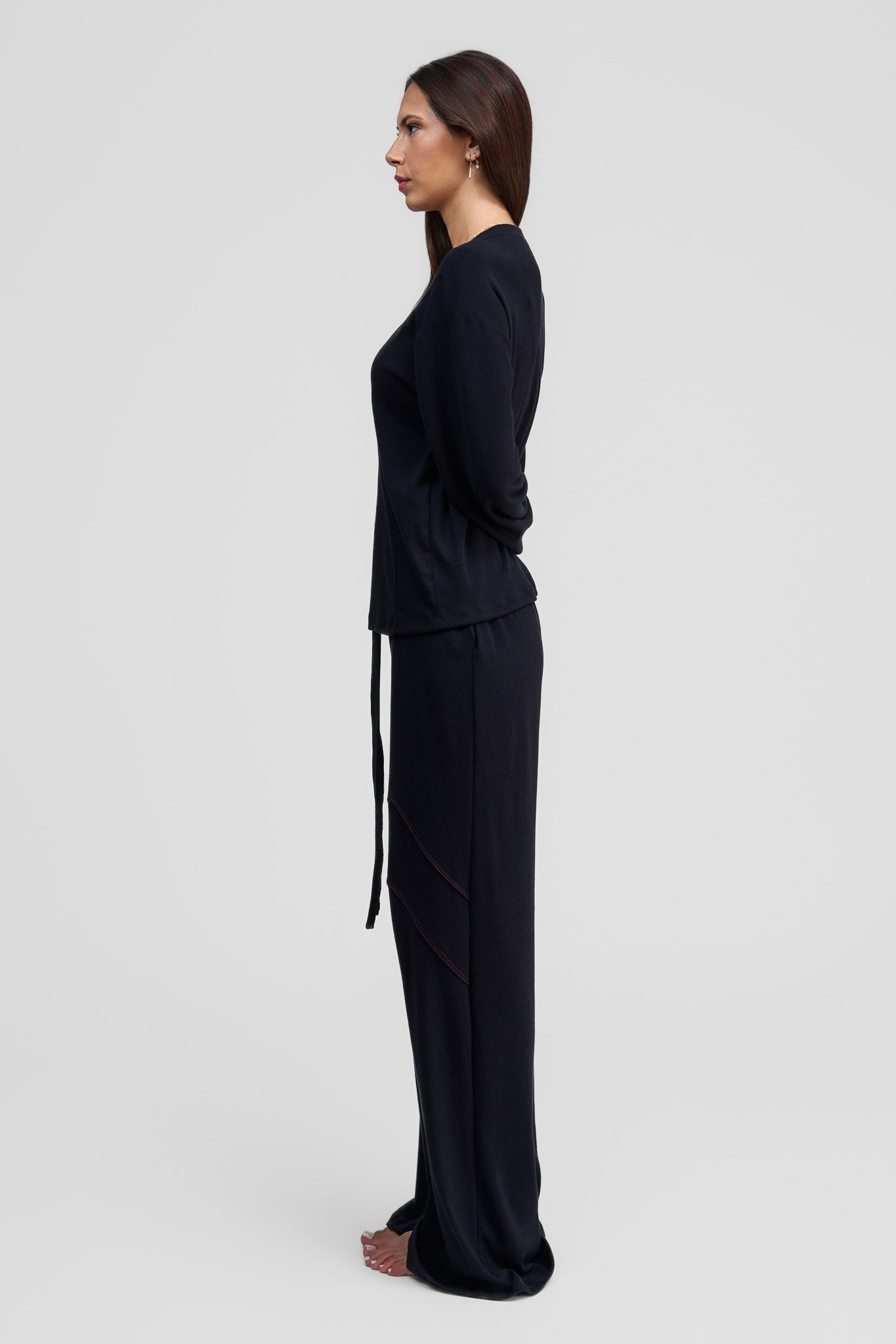 black organic cotton loose pants