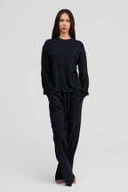 black organic cotton loose pants