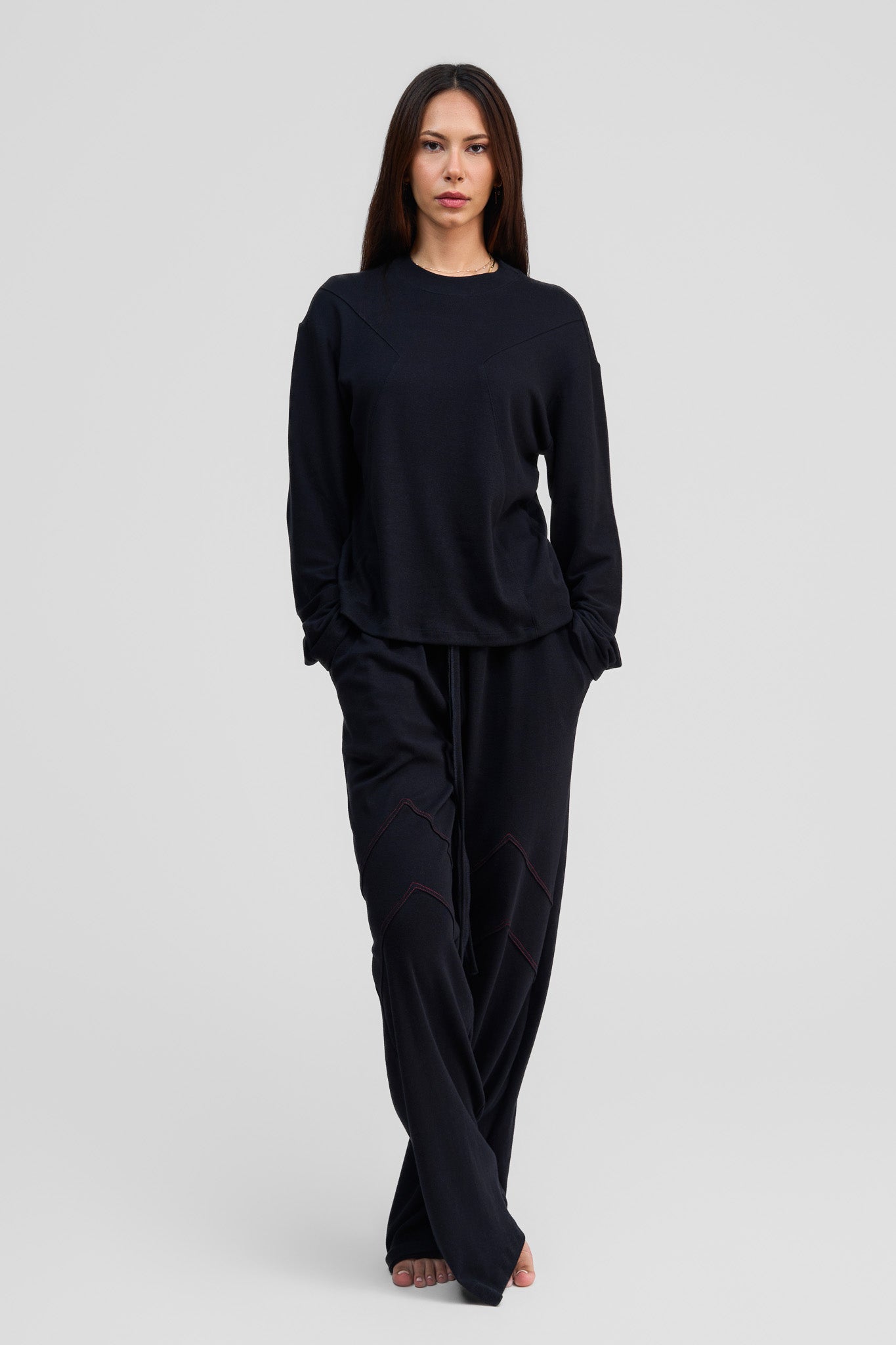 black organic cotton loose pants