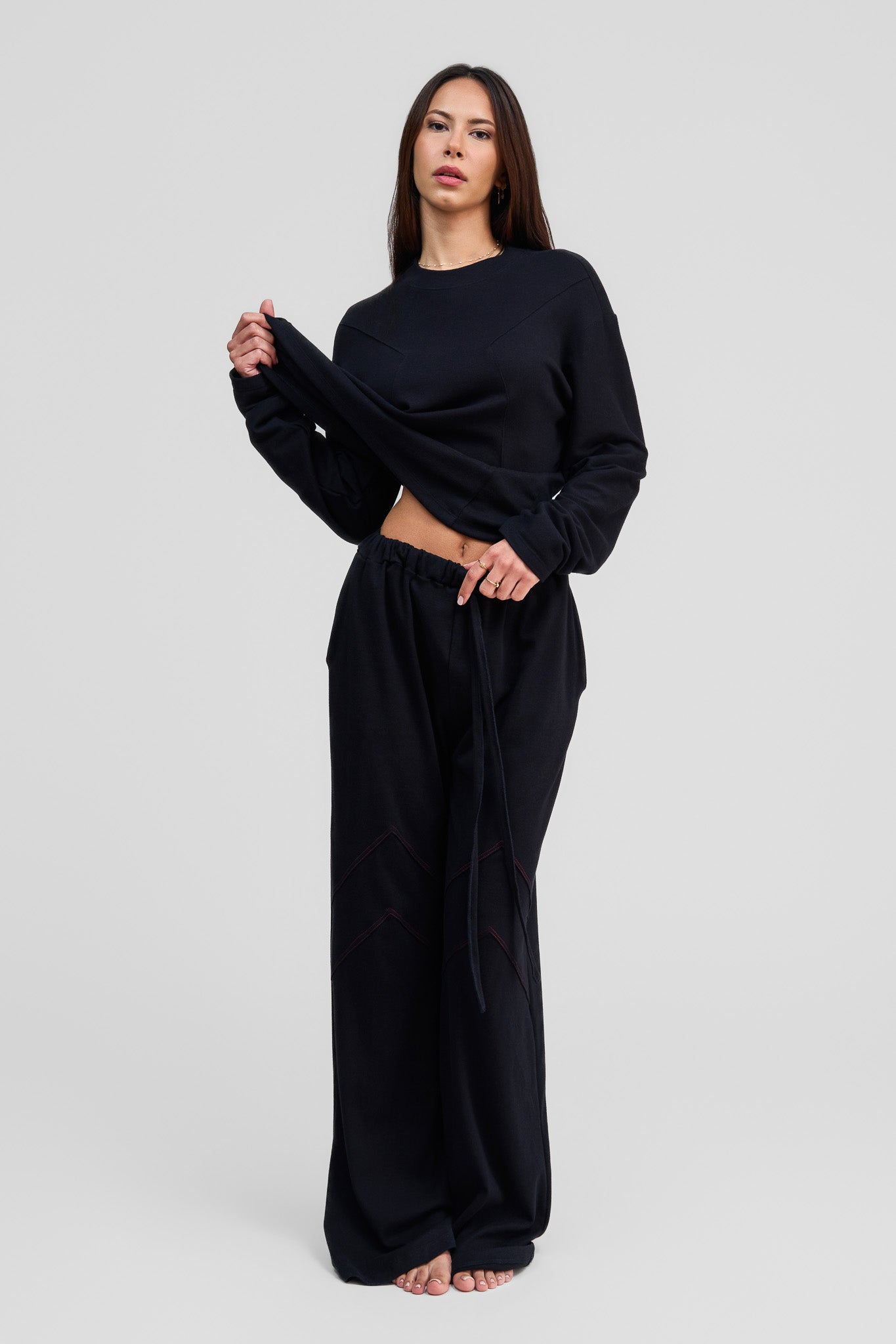 black organic cotton loose pants