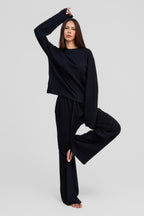 black organic cotton loose pants
