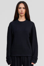 black organic cotton loose long sleeve shirt