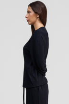 black organic cotton loose long sleeve shirt