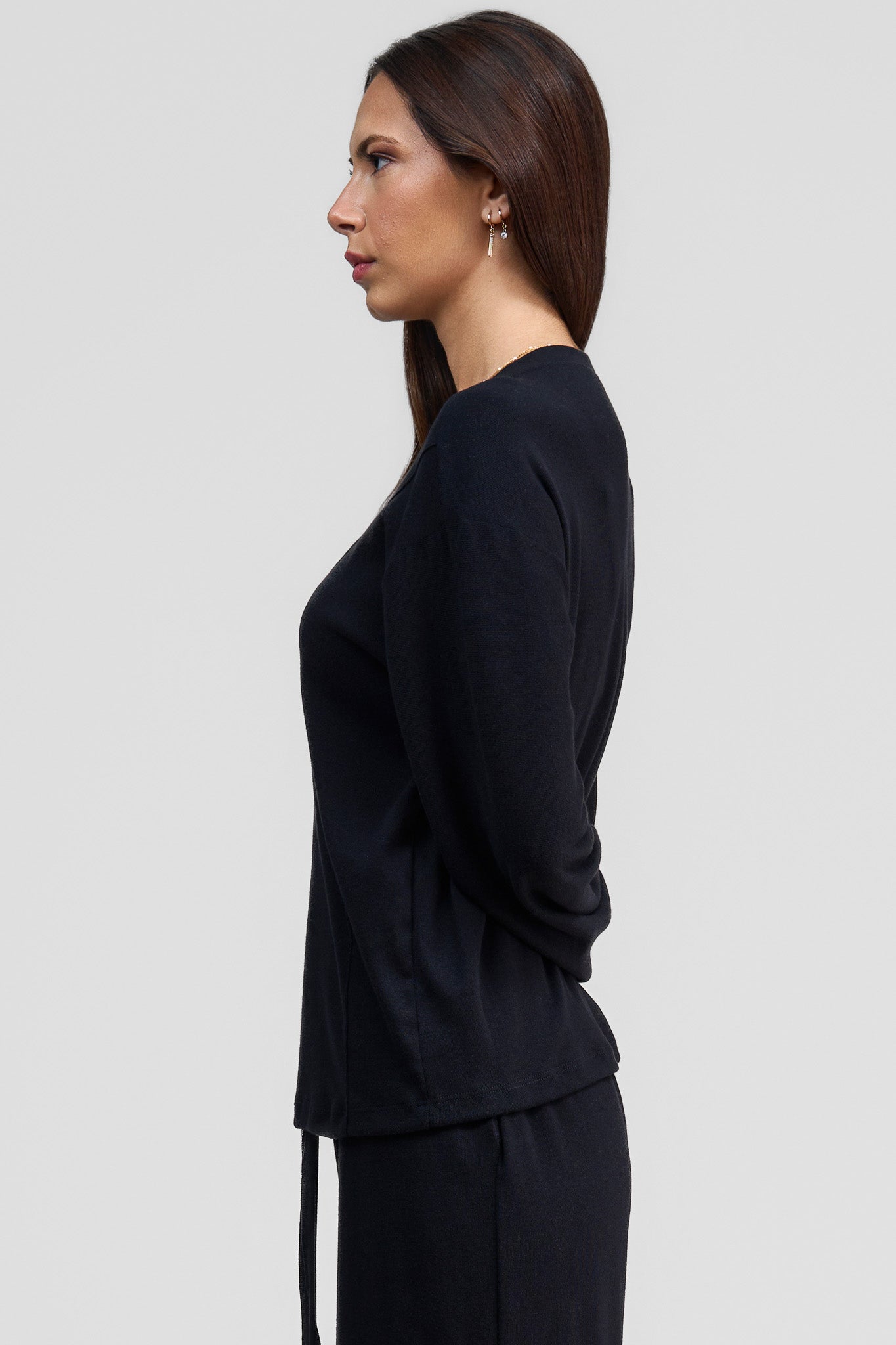 black organic cotton loose long sleeve shirt