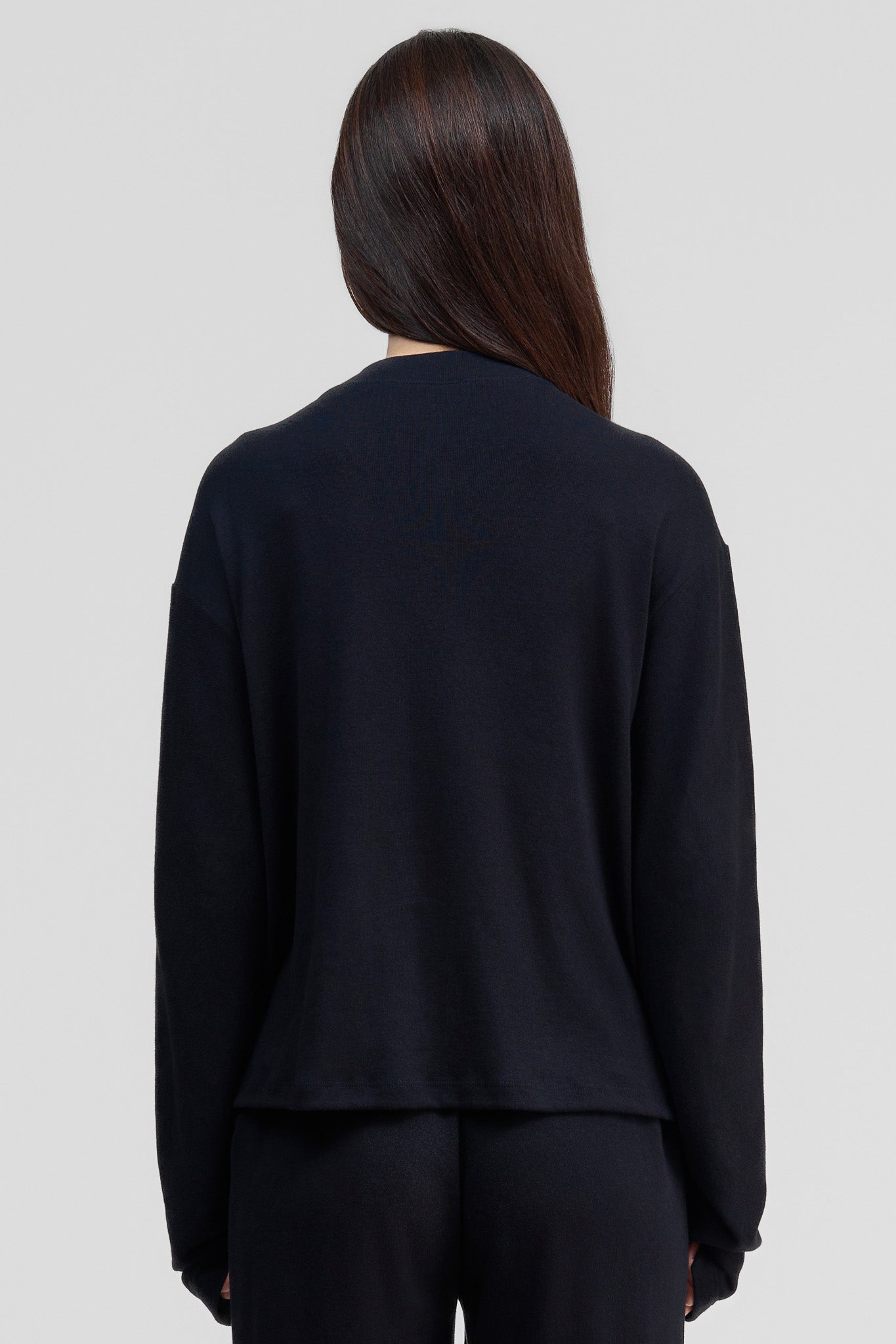 black organic cotton loose long sleeve shirt