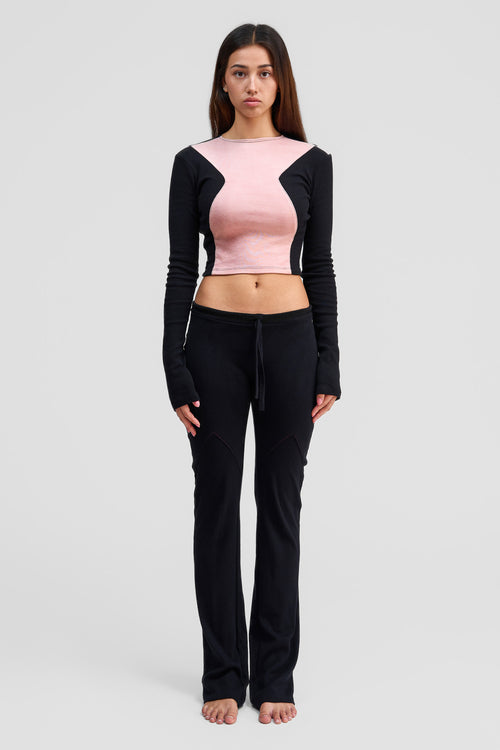 black obsidian organic cotton low rise pants