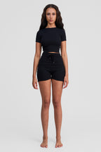 black obsidian organic cotton shorts