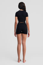 black obsidian organic cotton shorts