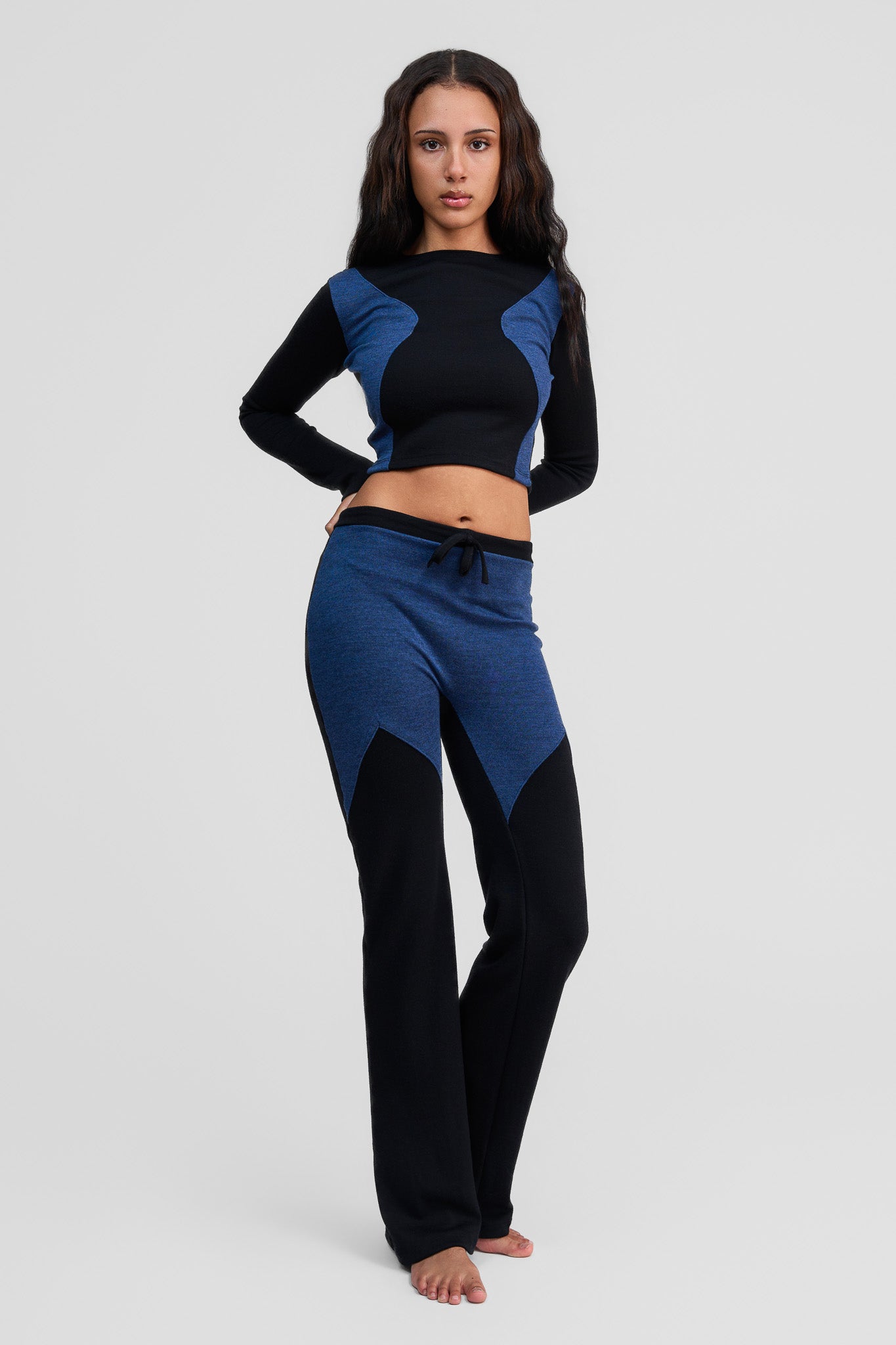 azurite merino wool long sleeve shirt