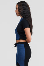 azurite merino wool crop shirt