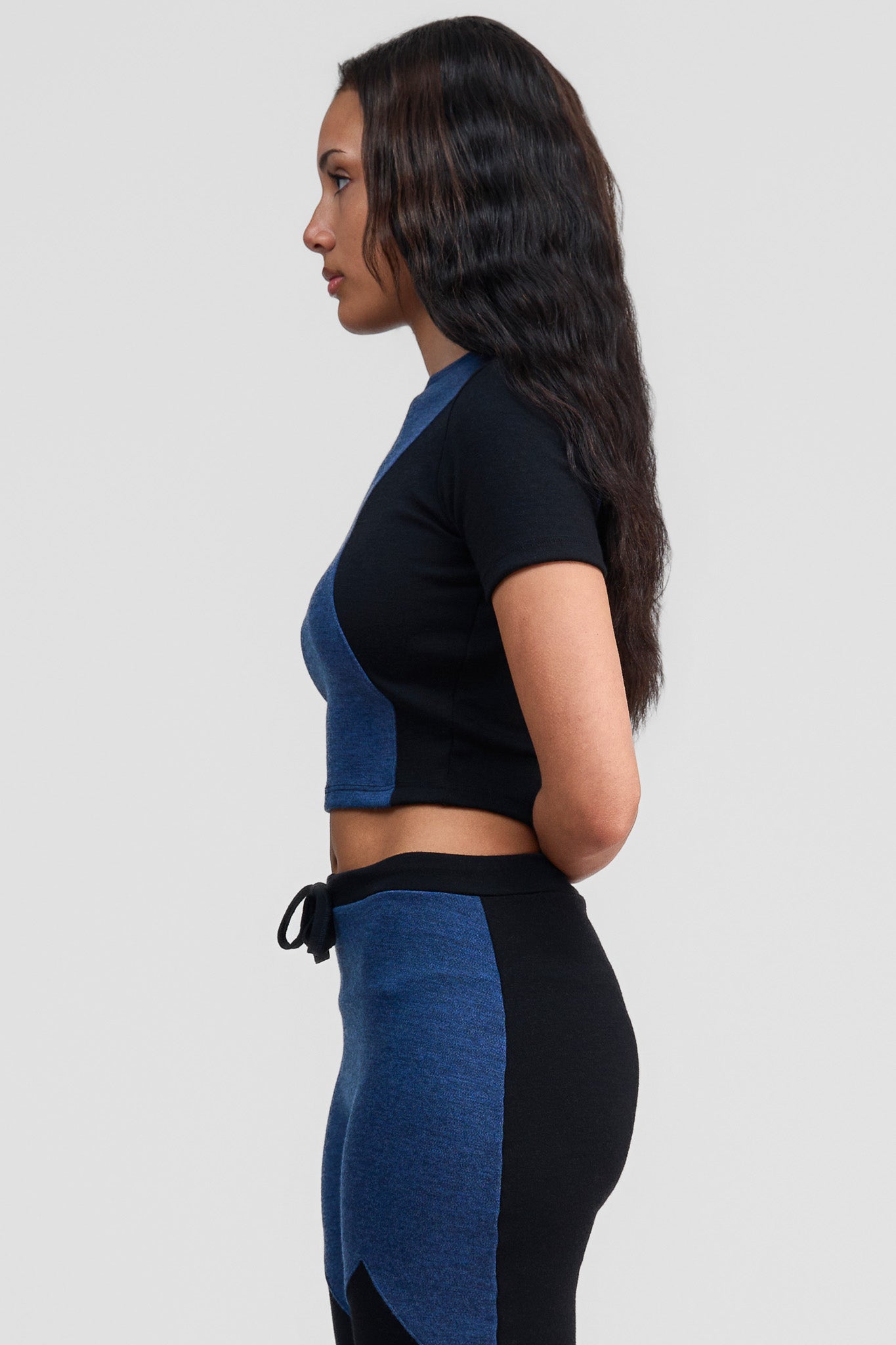 azurite merino wool crop shirt