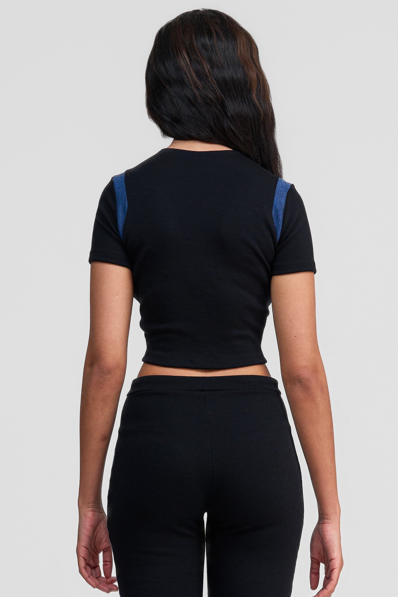 azurite merino wool crop shirt