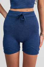 lapis blue merino wool shorts